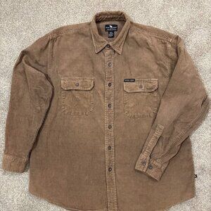 Moose Creek Corduroy Shirt Men's XL Brown Cotton Button Up Pockets